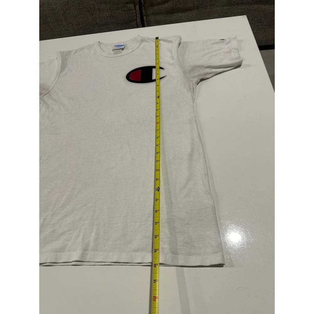 Champion Vintage T-Shirt Big Logo Graphic Tee Crew Neck Short Sleeve White Large - Picture 13 of 14